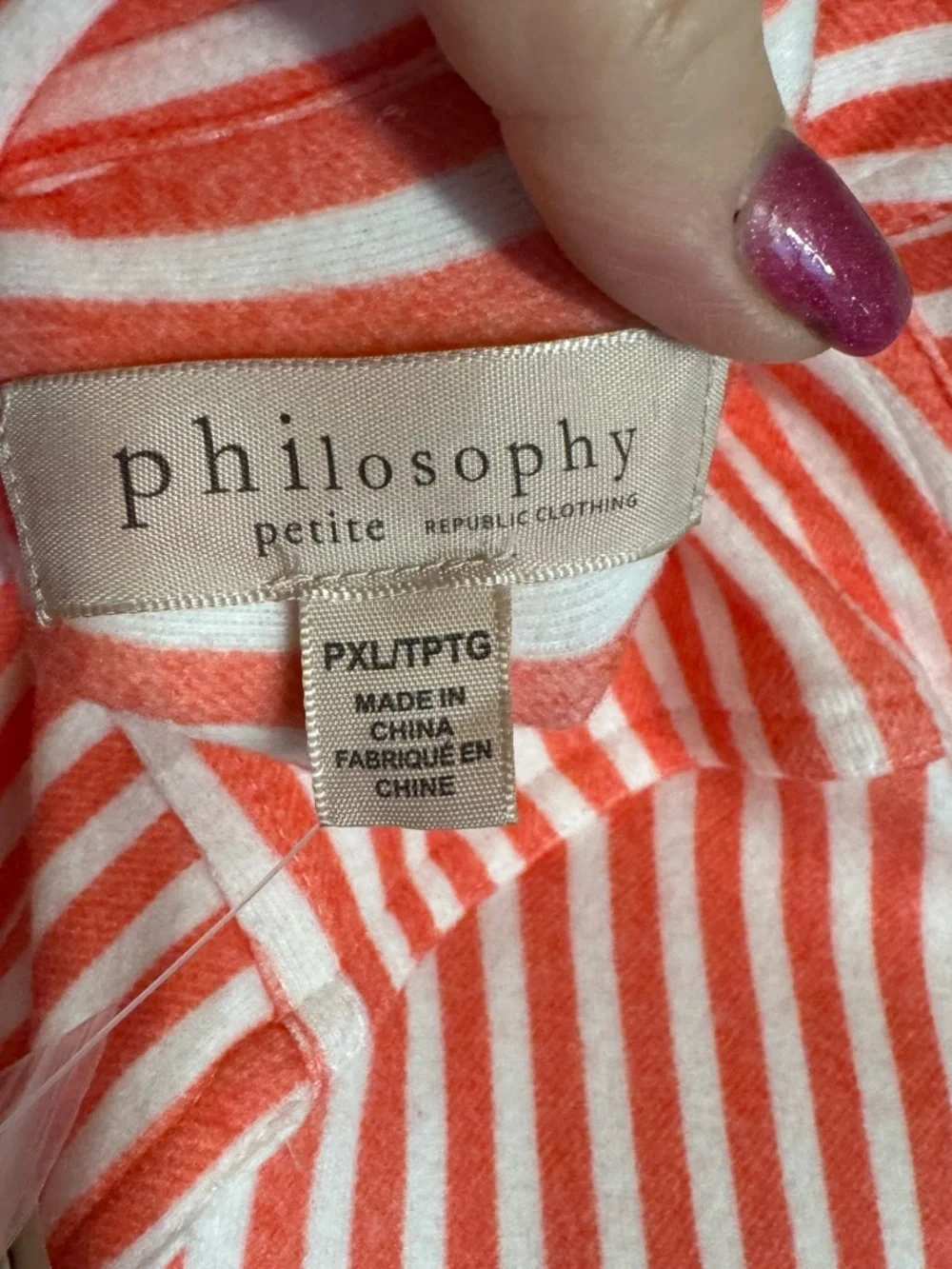 NWT RET: $78 Philosophy Poppy Red/Ivory Striped Button-Down Shirt XL/PET #CL - Picture 10 of 12